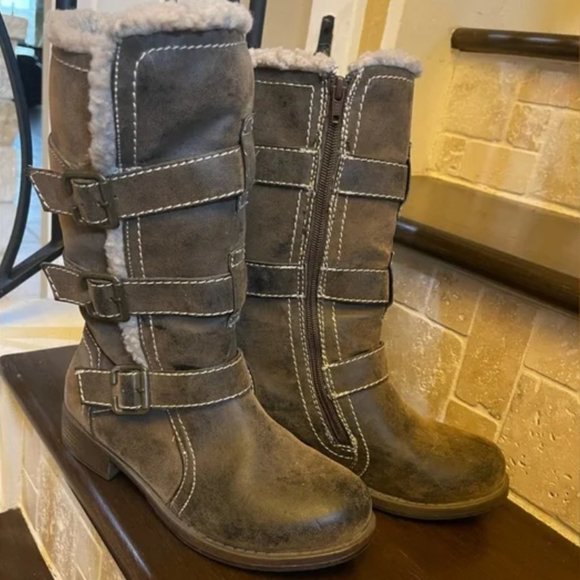 Crown Vintage Moto Combat Distressed Boots Size 6 1/2 - Picture 1 of 5